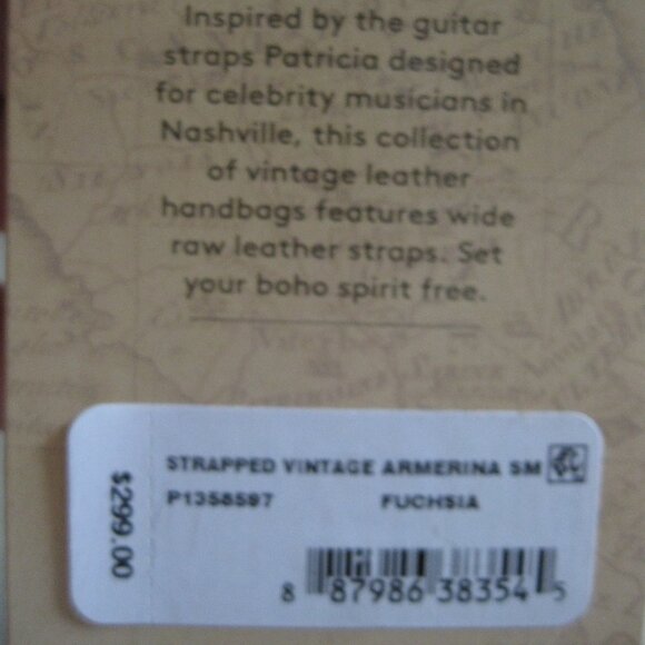 Patricia Nash Amerina Guitar Strap w/Flora studs Leather Cross-body NWT Fuchsia - Picture 16 of 16